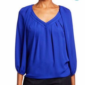 Diane Von Furstenberg V-Neck Cahill Silk Blouse - Cobalt Blue -SZ 4